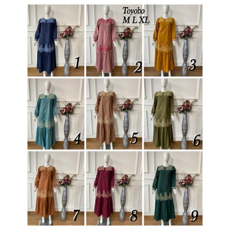 Gamis Toyobo Bordir/Gamis Dewasa/Gamis Mewah
