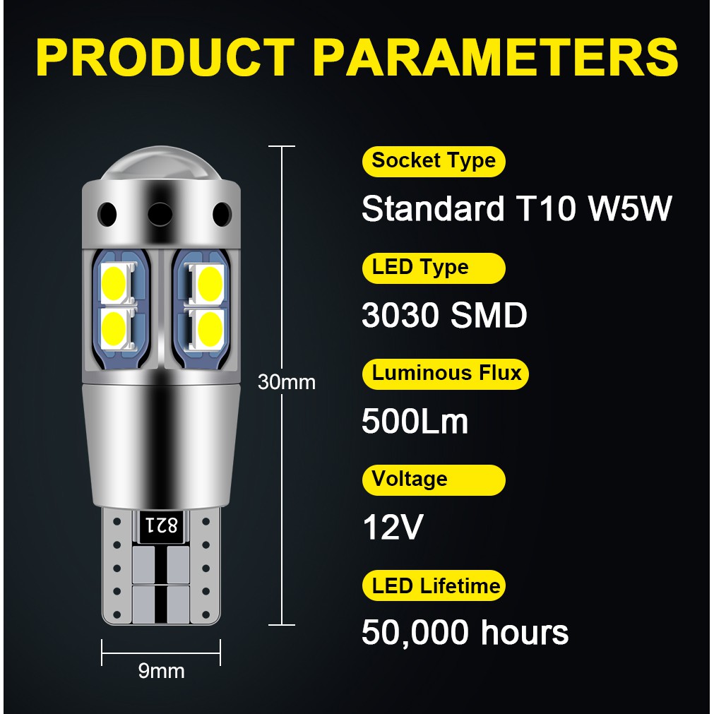 1 Pcs T10 W5W Super Terang 3030 10 LED Interior Mobil Membaca Lampu Senja LED Mobil Lampu kota Led Motor