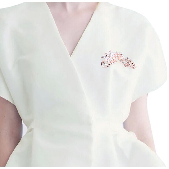 Bros Pin Bentuk Bunga Aksen Mutiara Berlian Imitasi Gaya Vintage