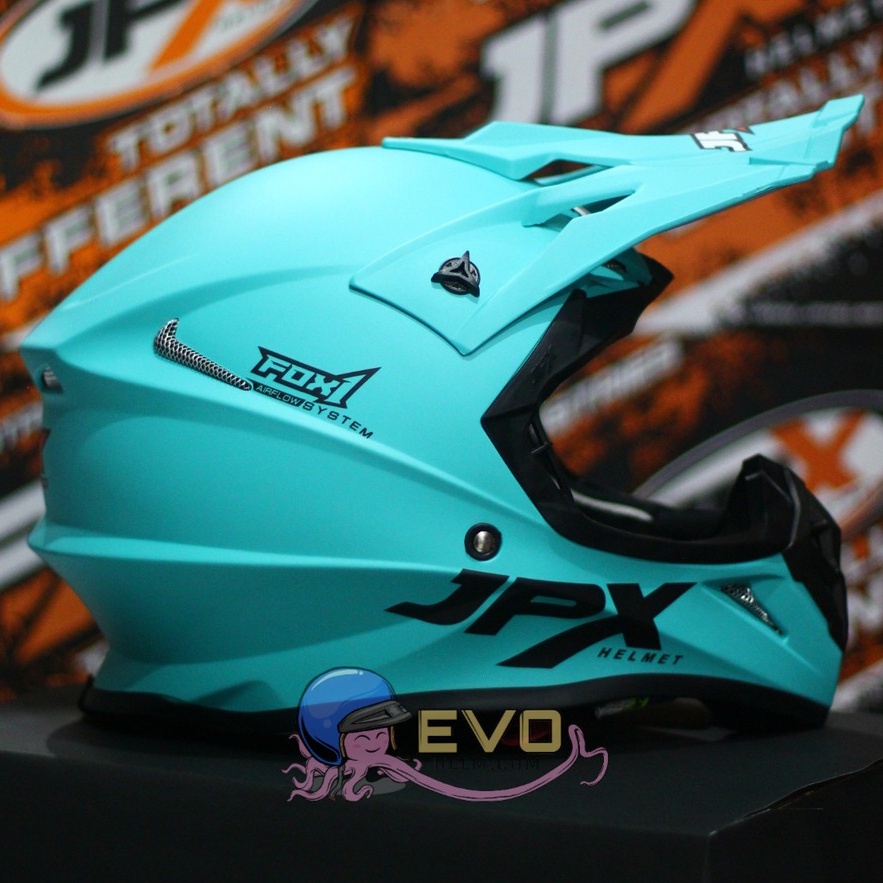 HELM JPX CROSS TOSCA_SOLID PAKET GANTENG JPX FOX 1 - TOSCA BLUE DOFF/ BLACK + GOOGLE SNAIL (ONGKIR 2 KG) HELM JPX TERBARU