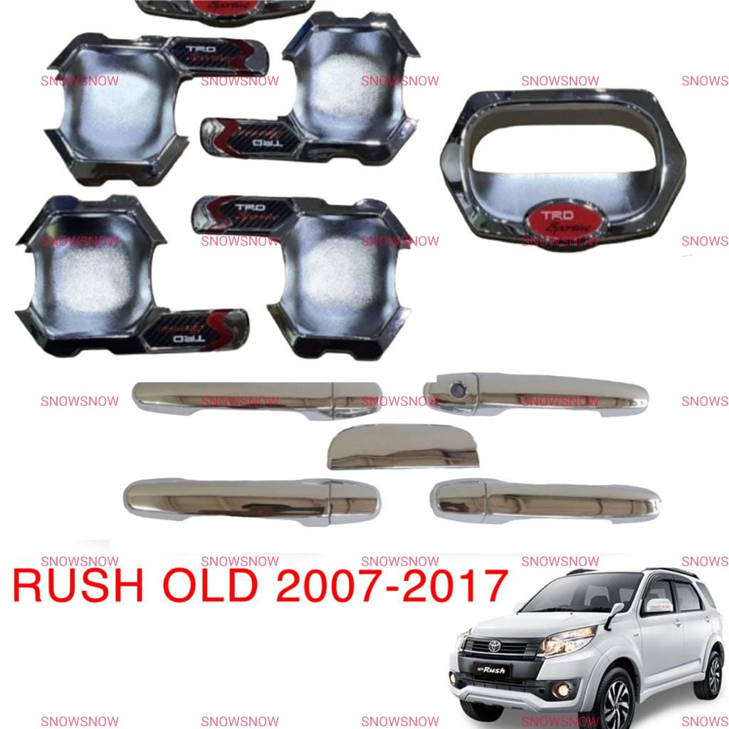 Paket Outer Handle Cover Rush Terios Lama 2007 2012 2015 2017 Hitam Chrome