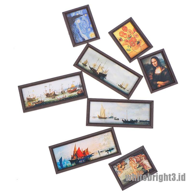 {white3} Dollhouse Miniature Photo Frame Oil Painting Wall Painting Furniture Accessories