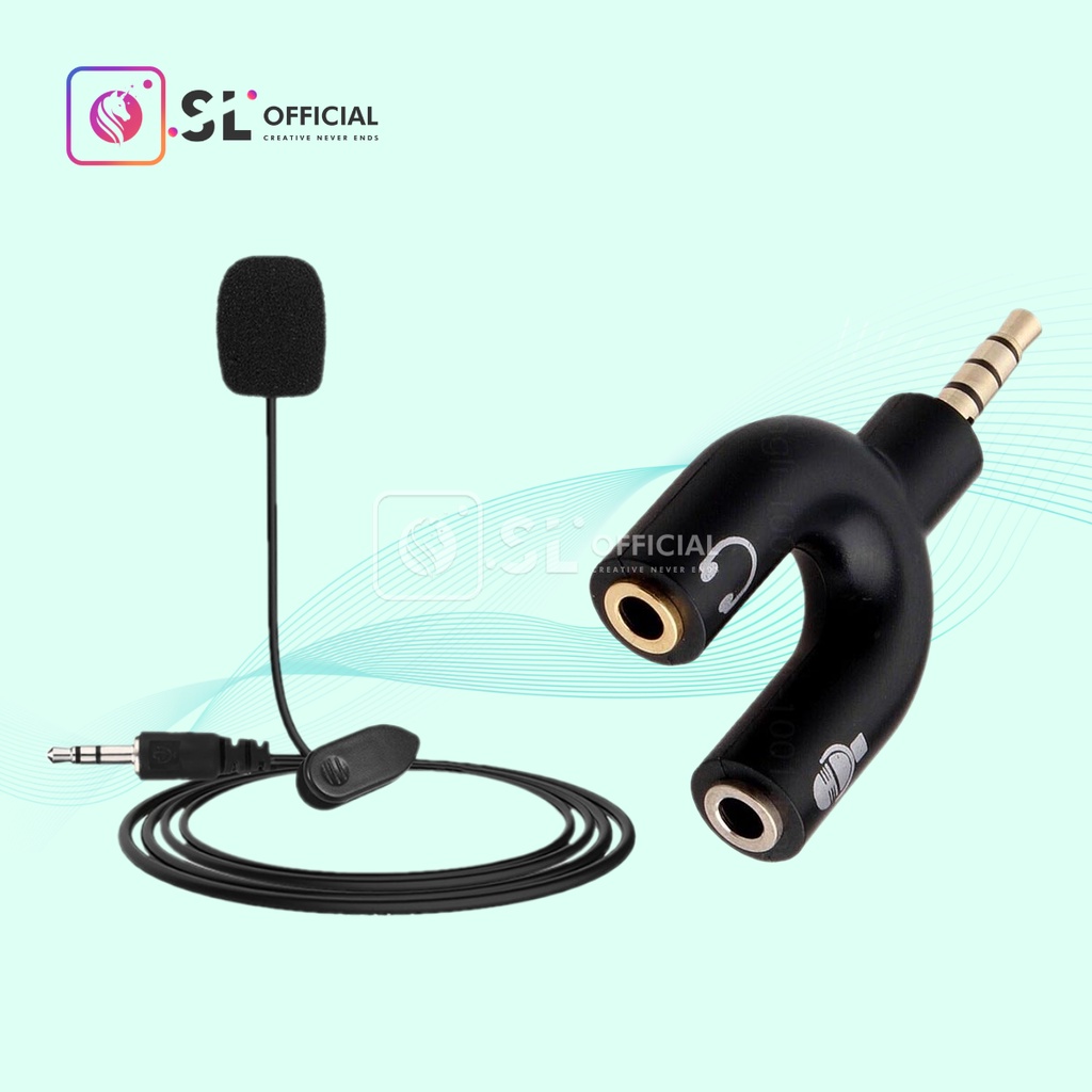 MIC CLIP ON + SPLITTER / MIC SMULE KABEL NYLON / PAKET YOUTUBER