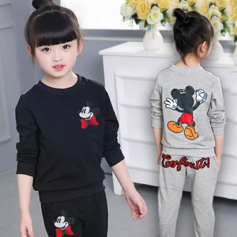 TokoMilkan - Setelan Baju Anak Perempuan MECKEY Umur 3-9 Tahun Bahan Fleece