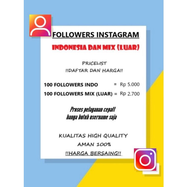 FOLLOWERS IG INDONESIA DAN MIX(LUAR)