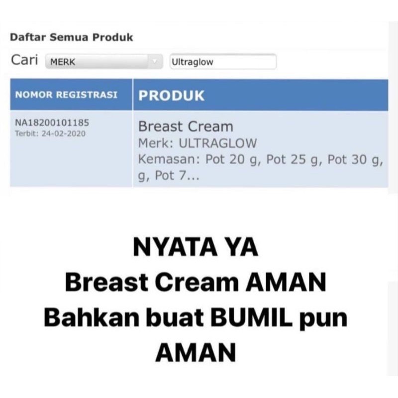 ULTRAGLOW BREAST CREAM ORIGINAL 100% PENGENCANG PAYUDARA 50 gr BY WINNY PUTRI LUBIS