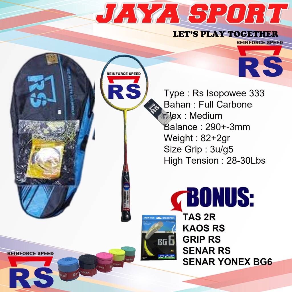 Raket Badminton Raket Bulutangkis RS ISOPOWER 333 Reket Badminton Reket Bulu Tangkis