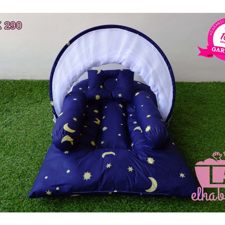 KASUR BAYI LIPAT BERKELAMBU BISA LEPAS / TEMPAT TIDUR BAYI MOTIF ANIMAL / KASUR BAYI PORTABLE / KADO BAYI