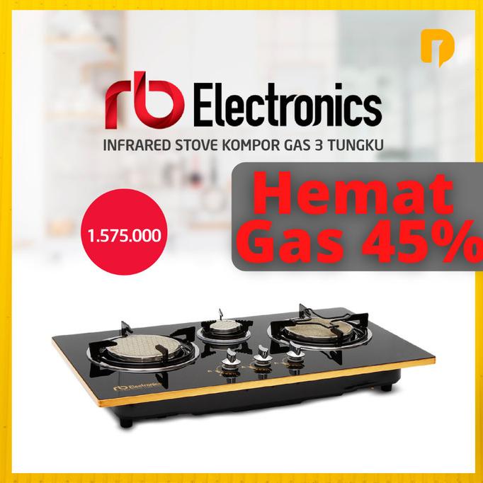 Kompor Gas Tanam 3 Tungku Hemat Gas 45% - Kompor Gas Tanam Infrared 3 Ordershayy