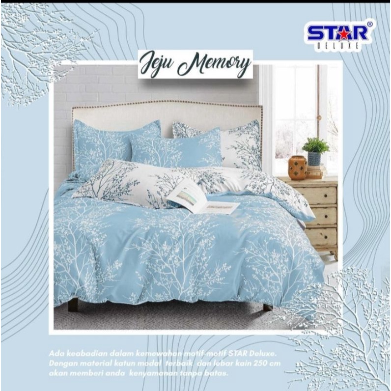 sprei dan badcover set katun lokal star motif JEJU MEMORY