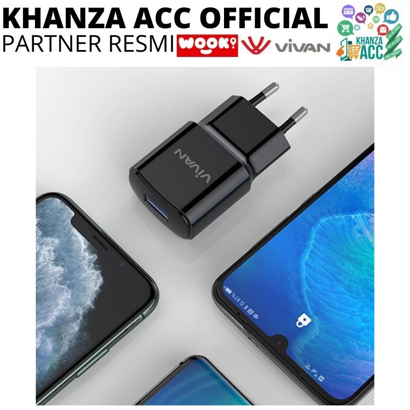 KHANZAACC VIVAN Power Oval 3.0 II Charger Original 18W with a Quick Charging Cable Garansi Resmi