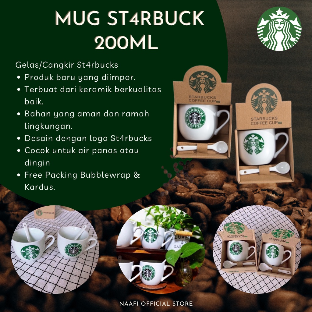 GELAS KOPI CANGKIR | MUG KOPI KERAMIK | CANGKIR KERAMIK MOTIF STARBUCKS