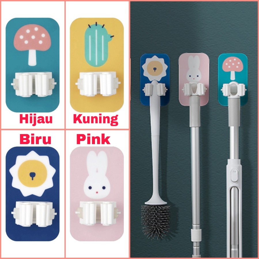 MH - Gantungan Sapu dan Pel Tanpa Paku - Mop Holder Single 177