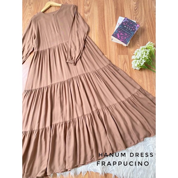 Hanum dress premium / dress polos / dress busui / gamis busui / dress rayon twill / dress hitam polos / BISACOD-FRAPUCINO