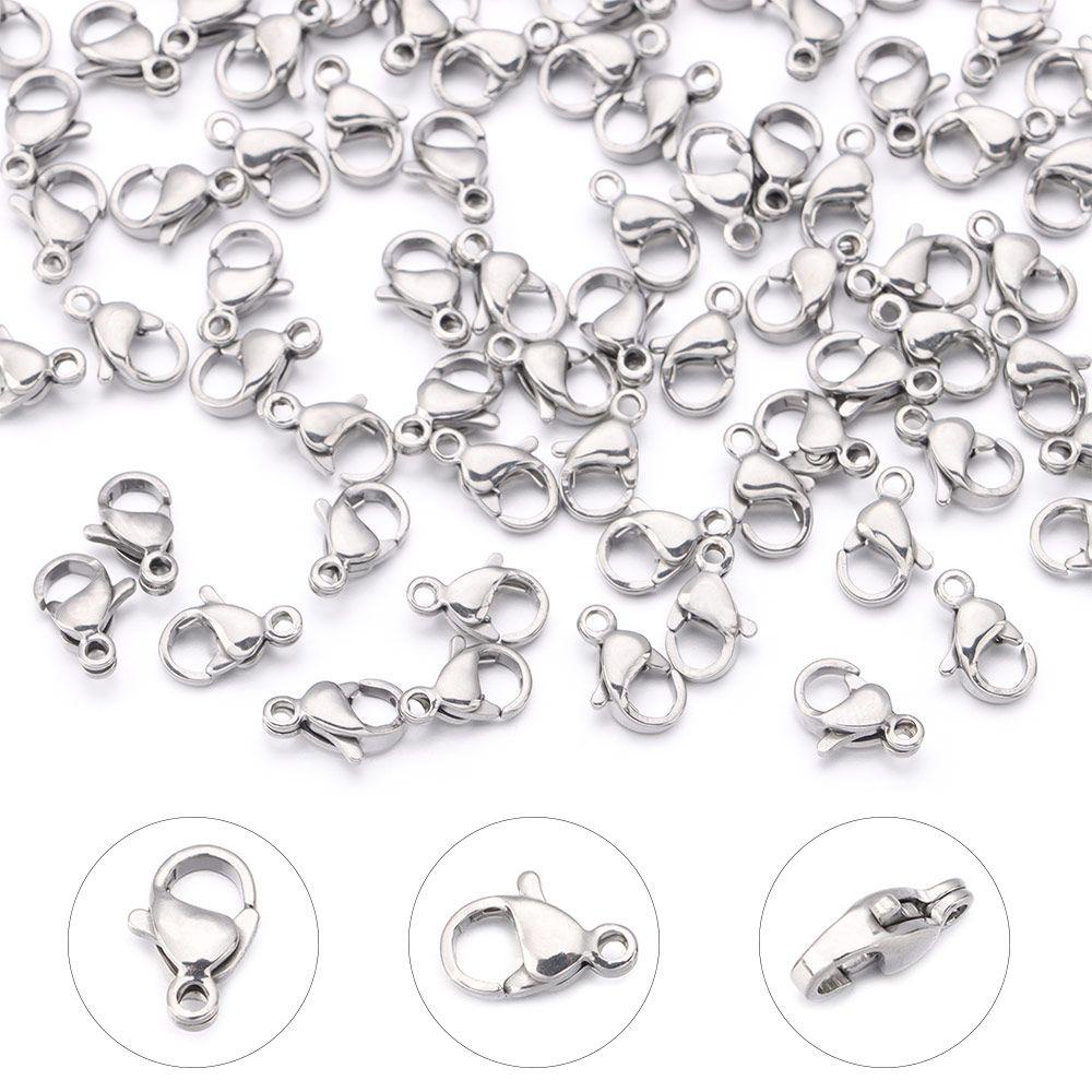 Lily 100pcs/bag Lobster Clasps Hooks Sliver Finding Accessories 304stainless Steel Gantungan Kunci Key Ring Membuat Perhiasan