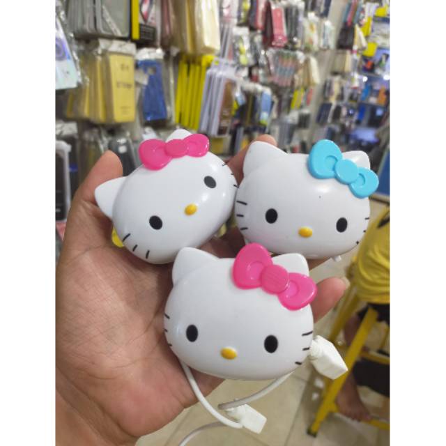 Travel Charger Hello Kitty Led + Kabel Blackberry Kepala Android  Micro Plus Mini USB 2 in1 port