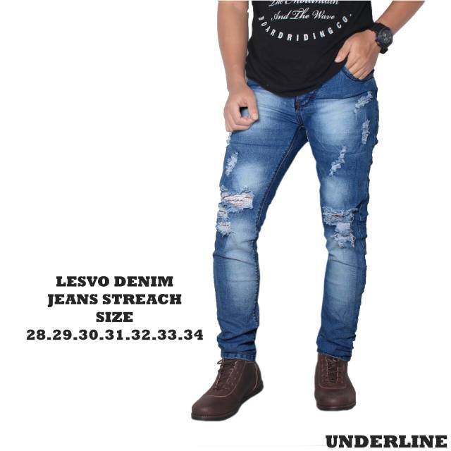 Skinny Celanajeans Celanapanjang Celanapria BH913 CELANA JEANS PRIA HITAM SLIMFIT SOBEK SOBEK COWOK