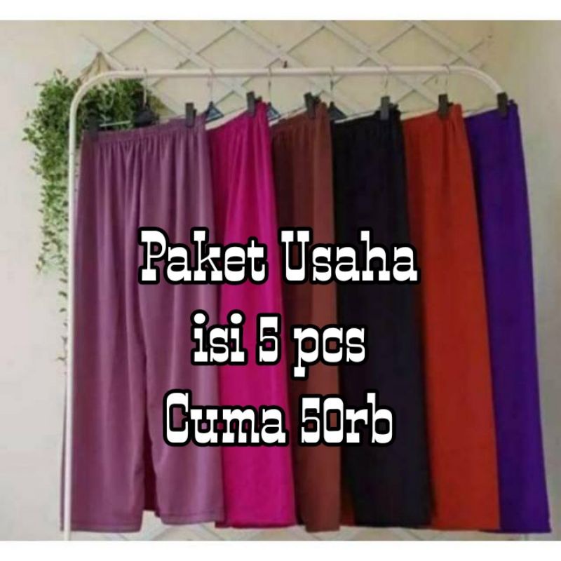 Paket 5 Pcs Celana Los Panjang Wanita Jumbo Murah Fit To XXL | Celana Bawahan Gamis | Celana Short Panjang