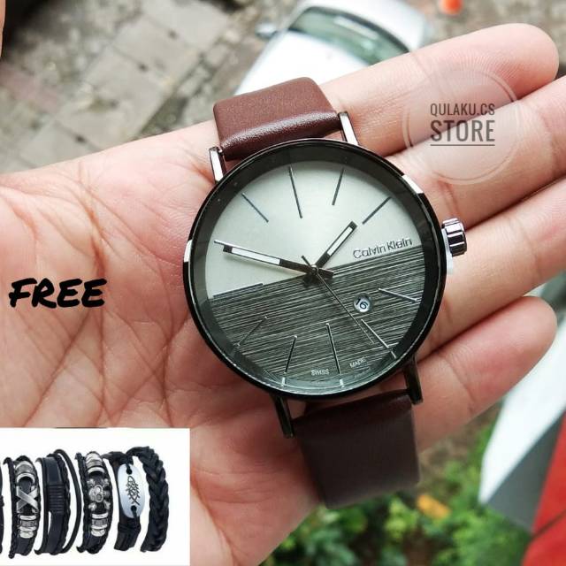 [✅COD 2839] FREE GELANG JAM TANGAN PRIA KULIT