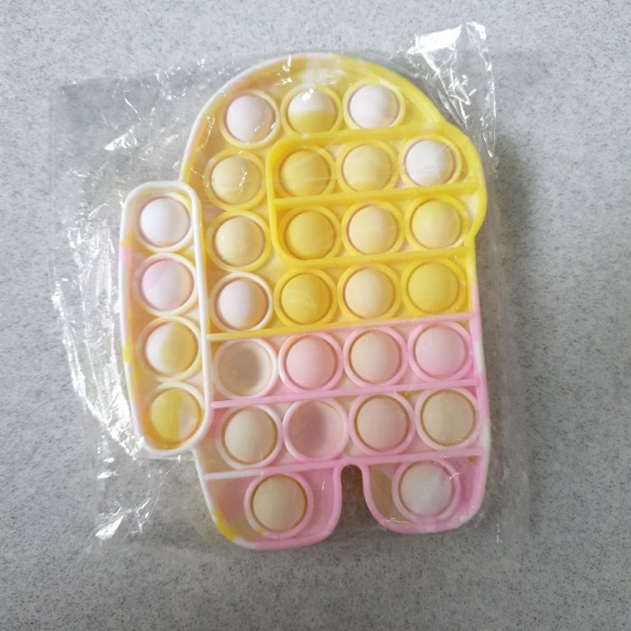 Pop it Among Us Rainbow mainan anak Fidget karet popit - kuning pink