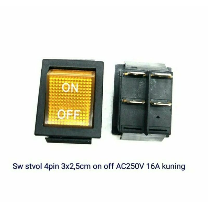 Saklar 4 Pin Besar ON-OFF Kuning