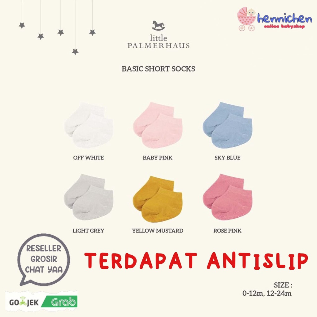 Little Palmerhaus ANTI SLIP Socks / Cuff socks Rib 0-2 tahun High Stripe Kaos Kaki Tinggi Betis  (Kaos Kaki Pendek Anak)