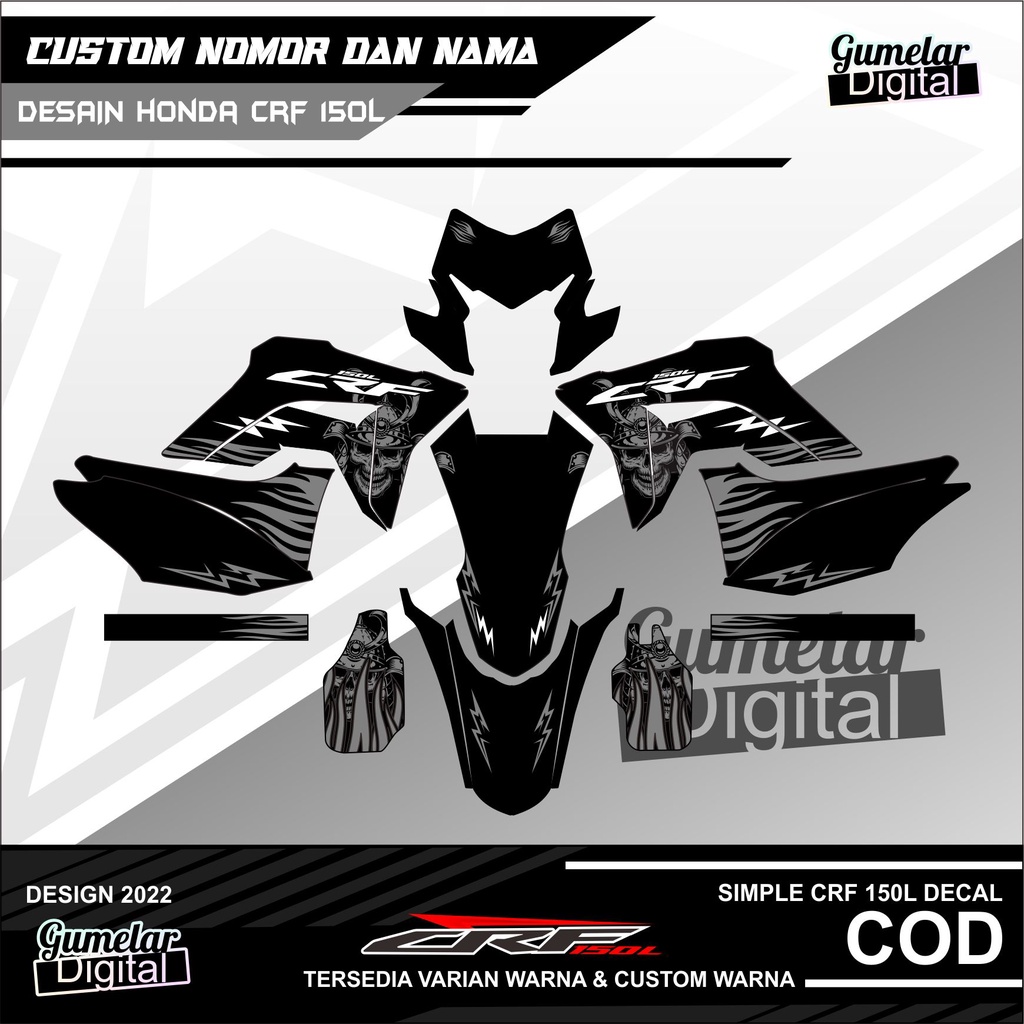 DECAL CRF150L FULL BODY KONSEP SKULL KEREN SIMPLE