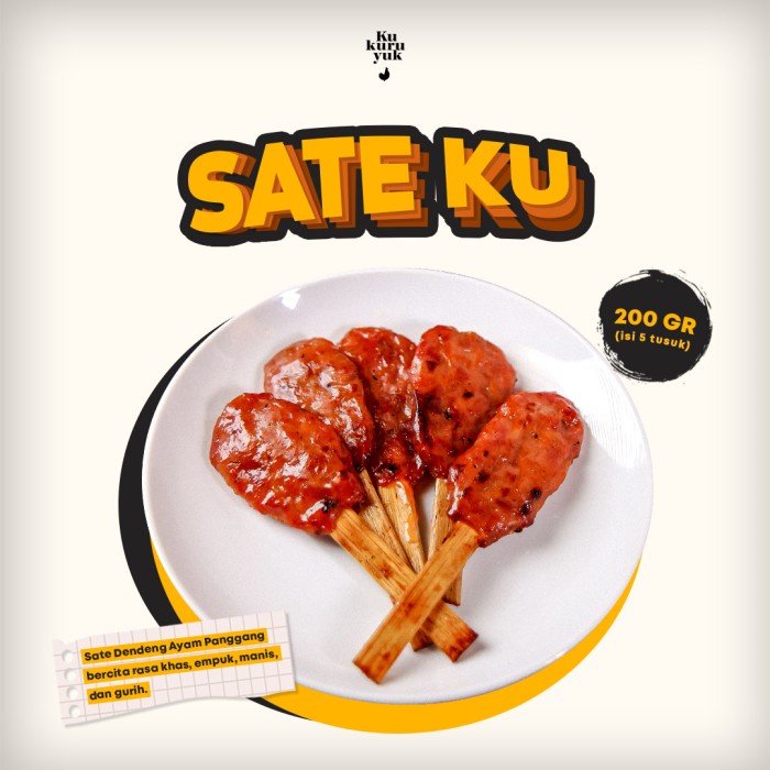 

Nilma_Jek Sate Ayam Kukuruyuk - Premium Isi 5 Tusuk Sate - Bumbu Singapore 200Gr