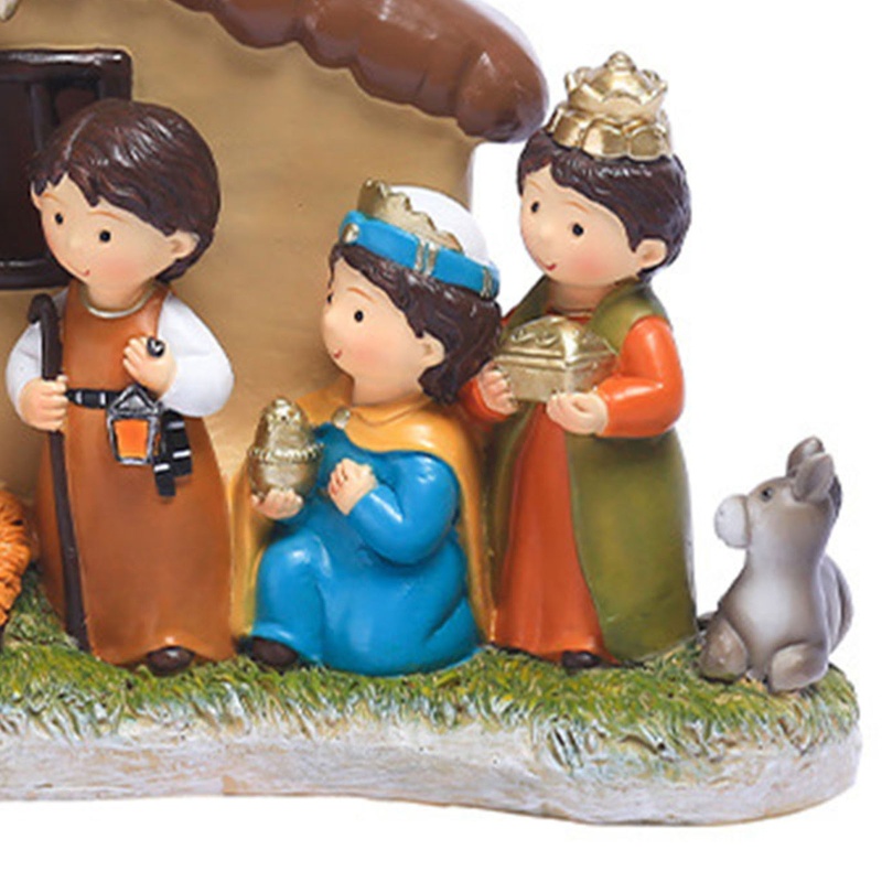 Ornamen Rumah Pondok Natal Dengan Lampu LED Untuk Meja Kantor