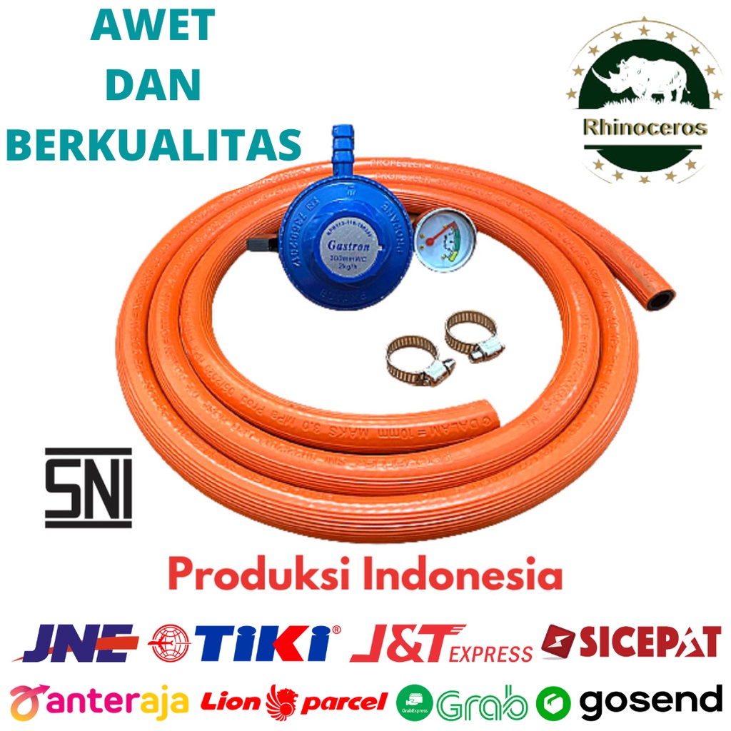 Selang Gas Dan Regulator Orange 2 Meter dan Regulator Paket Selang Gas 2 Lapis SNI Selang Regulator Kompor Gas