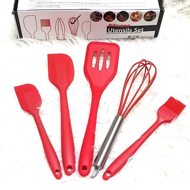 Utensils Set spatula whisk 5 sutil kuas tanpa sambungan tahan panas food grade