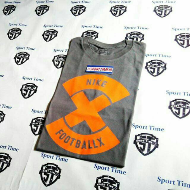Kaos baju tshirt Nike Football X - Heather/Orange