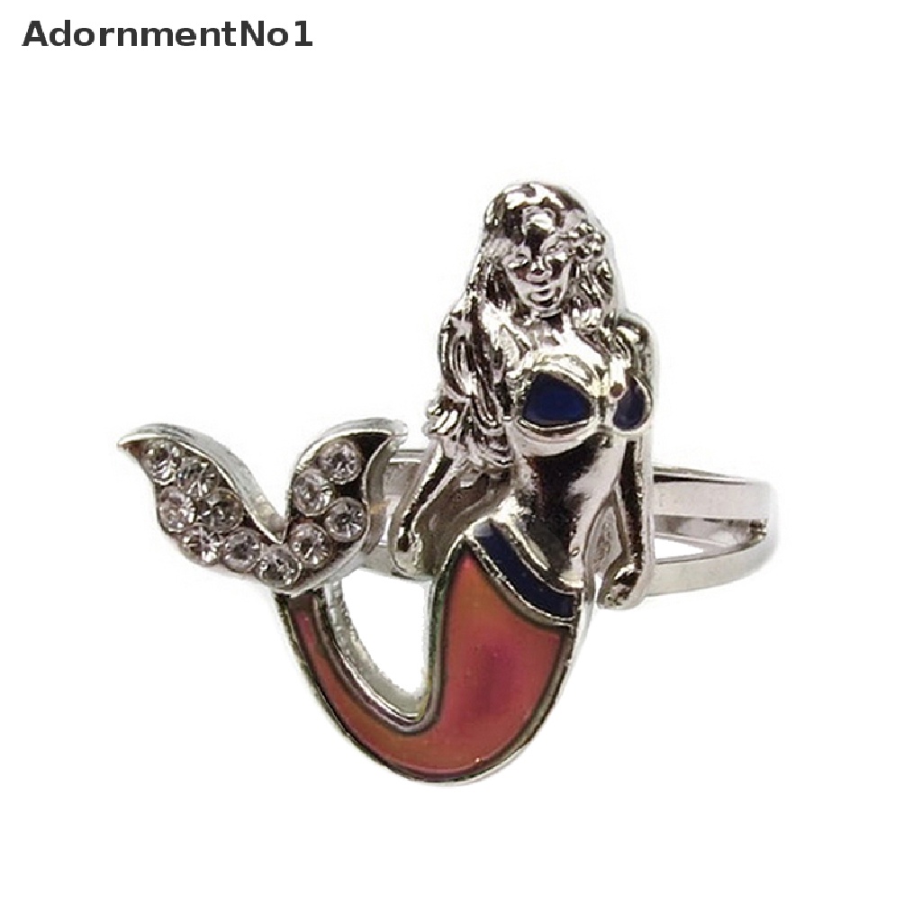 (AdornmentNo1) Cincin Mood Ring Adjustable Desain Ekor Mermaid Berubah Warna Sesuai Emosi