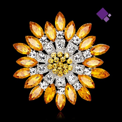 Bros Bentuk Bunga Aksen Kristal Untuk Wanita