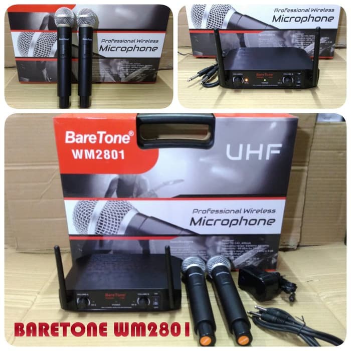 BARETONE WIRELESS MIC WM3801 / BARETONE WM-3801 BONUS BUSA MIC