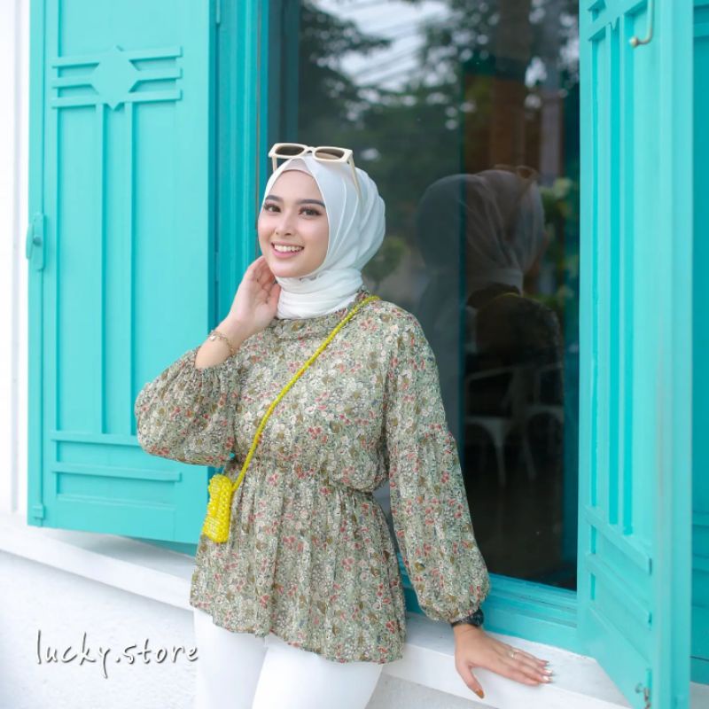 FLOWER BLOUSE BABYDOLL CERUTY//KOREAN BLOUSE CERUTY