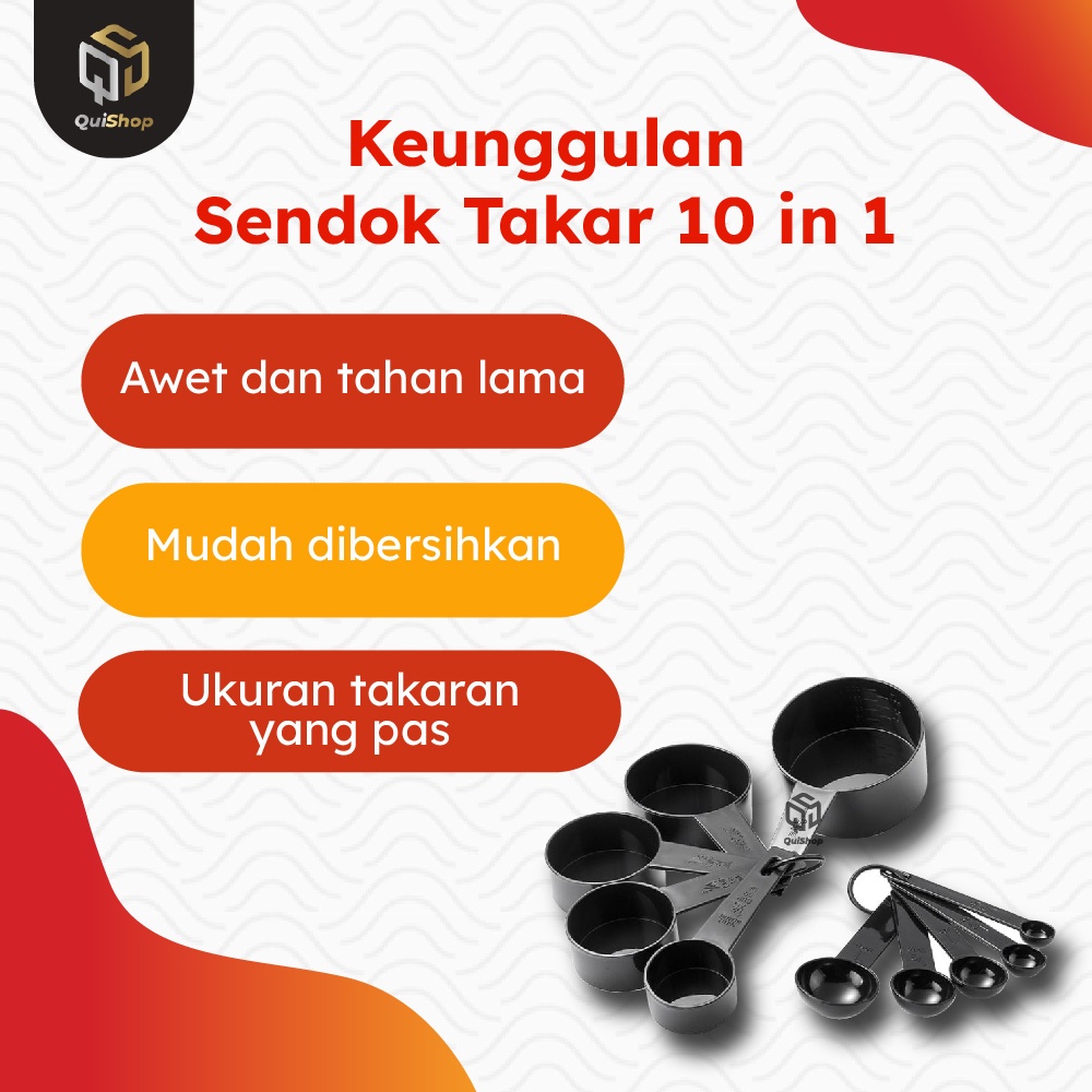 Sendok Takar 10 in 1 Measuring Spoons and Cups Set Sendok Ukur Peralatan Makan Perlengkapan Dapur Termurah Berkualitas