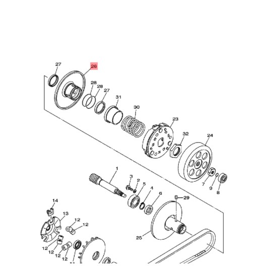 secondary pully puli cewe cvt mio lama sporty smile soul fino karbu original 5TL-E7670-00