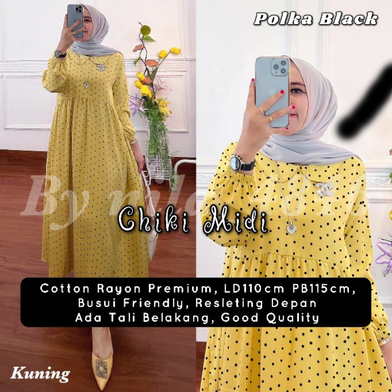 CHIKI MIDI DRESS GAMIS MAXY COTTON RAYON PREMIUM BEST SELLER TERMURAH