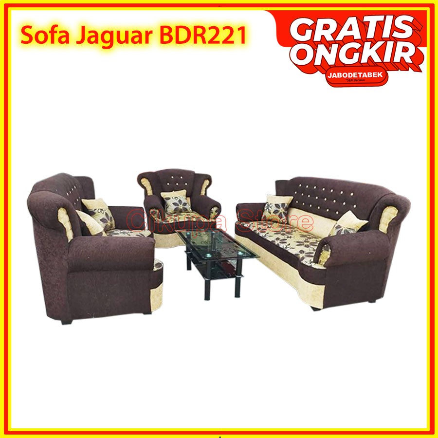 SOFA JAGUAR BDR221 MEWAH + MEJA BERGARANSI (Kursi Ruang Tamu, Sofa Mewah)