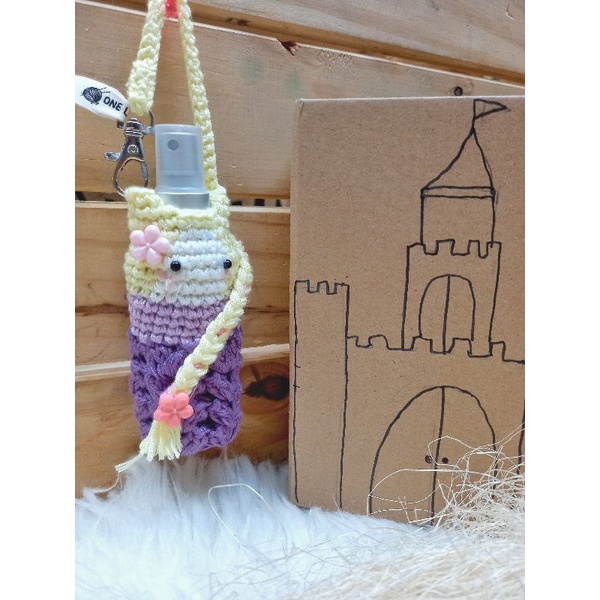 Hand sanitizer holder rajut Rapunzel/hand sanitizer holder princess