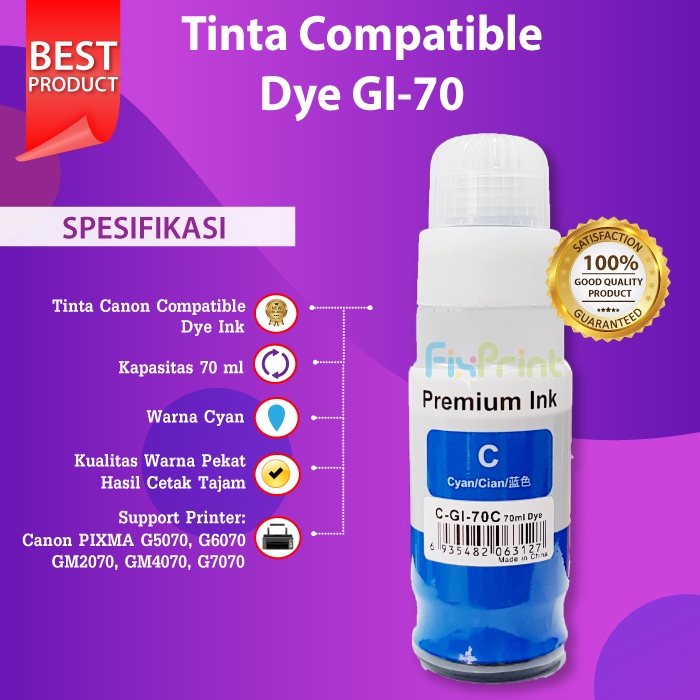 Tinta Pengganti Original Canon GI 70 GI70 Compatible GM2070 GM4070