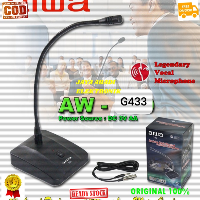 G433 AIWA NEW MIC KABEL MEJA TABLE CONDENSOR MIMBAR PODIUM KARAOKE LEGENDARY DYNAMIC MIKROPON MIK MI