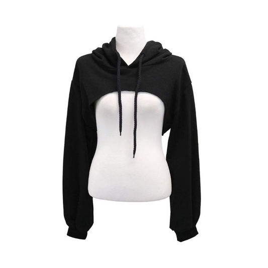 JAKET sweater WANITA BIGSIZE HOODIE CROP MODEL DADA TERBUKA REALPICT