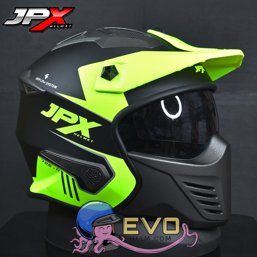 HELM JPX MOTOCROSS_JPX MX 726R - BLACK DOFF / YELLOW (ONGKIR 2 KG)