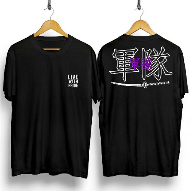 Fourfashion Kaos Pria Kaos Distro LIVE WITH PRIDE KANJI BLACK CN721