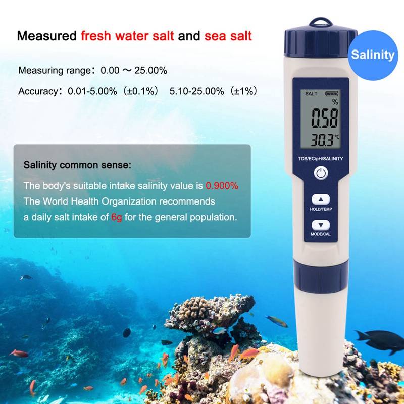 7 In 1 / 5 In1 TDS EC PH Meter Waterproof / Pena Pengukur PPM Kualitas Air Tester Hidroponik Temperature Tester