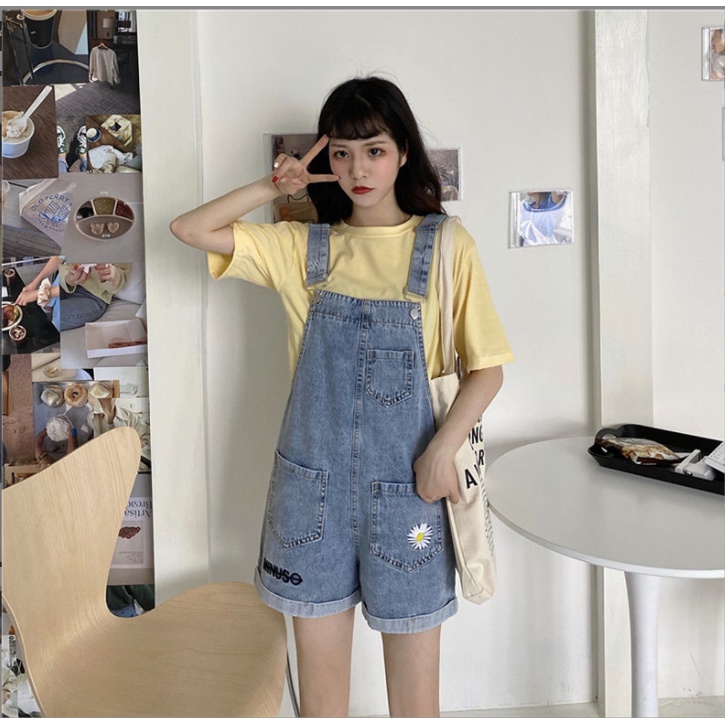 Jumpsuit Motif Bunga &amp; Tulisan Jumpsuit longgar Jumpsuit Wanita Fashion Korean Style Versi Korea Jumpsuit Cool