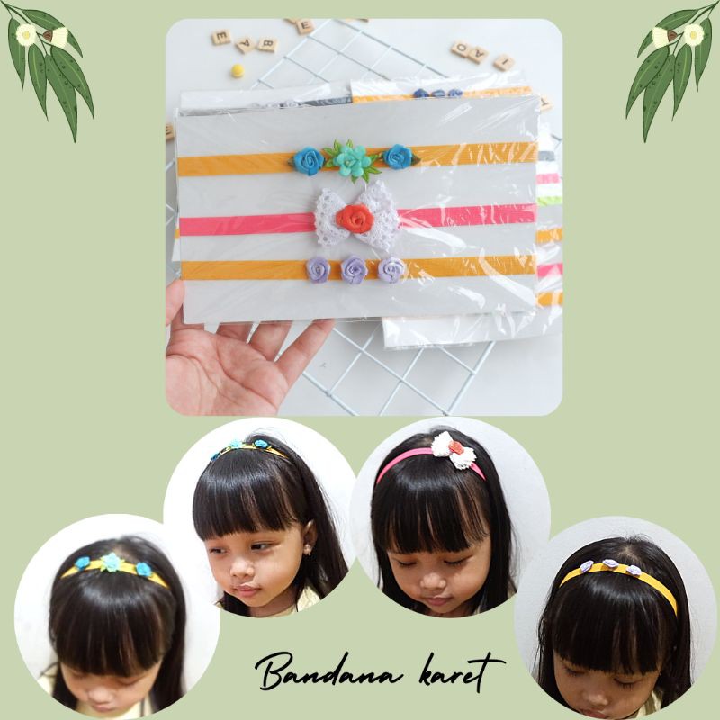 Bandana Karet Isi 3 pcs / Bandana Bunga / Bandana pita