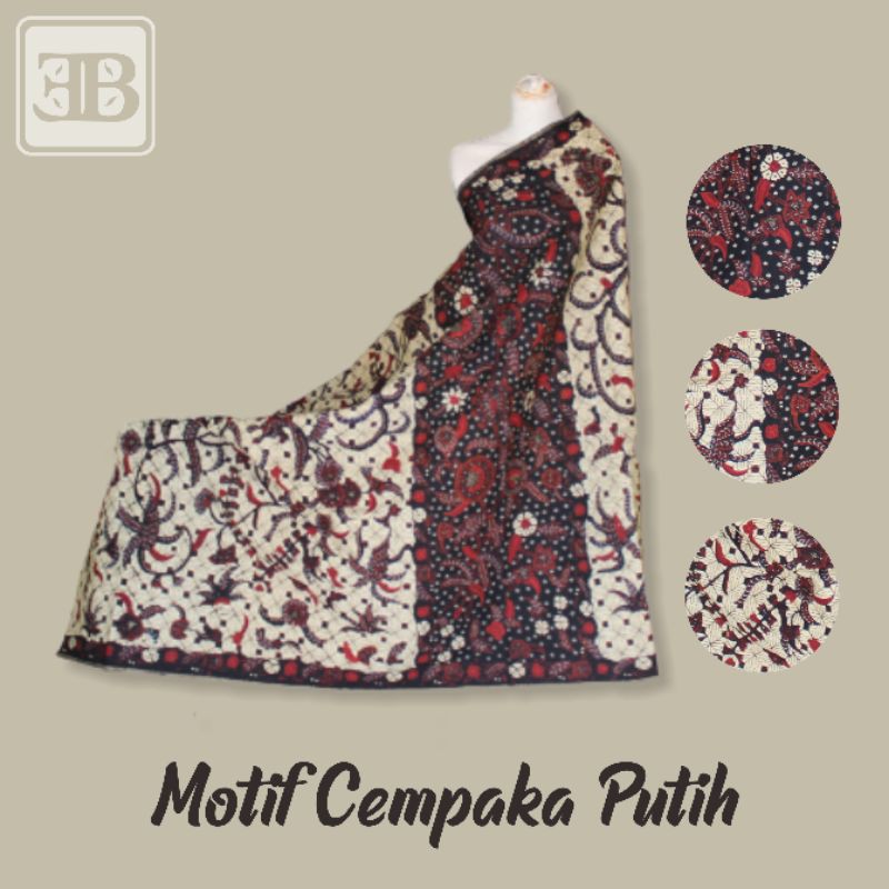 KAIN BATIK TULIS TEGALAN Motif Cempaka Putih Evan Batik Collection - Putih